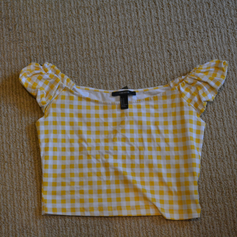 Off the Shoulder Yellow&White Crop Top NWT